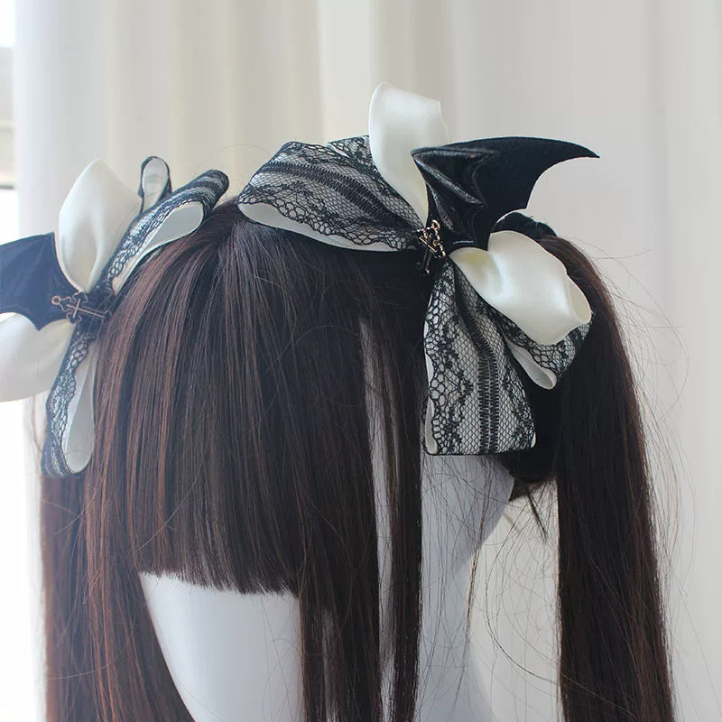 Gothic Lolita Hair Clips, Cross & Devil Wings