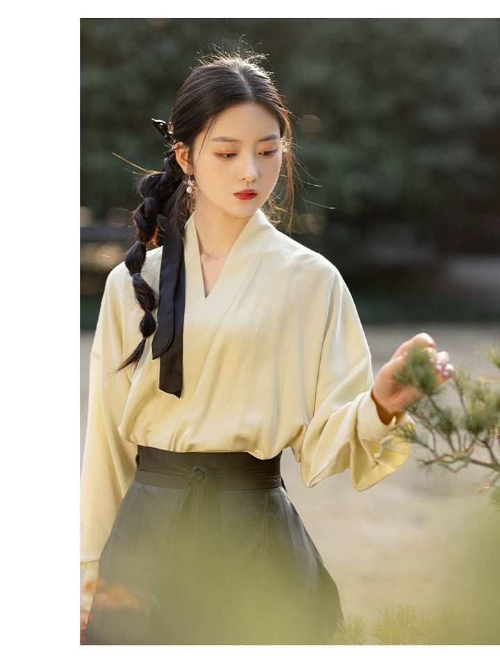 Chixia~Flow~Han Lolita Blouse Cotton Puff Sleeve Lolita Shirt   