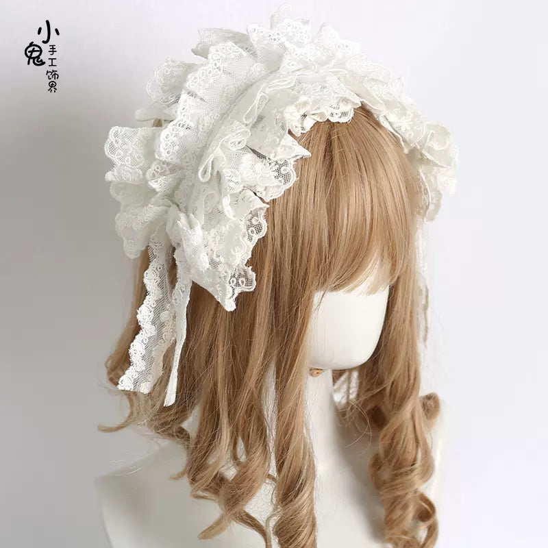 Xiaogui - Sweet Lolita Lace Headdress White B