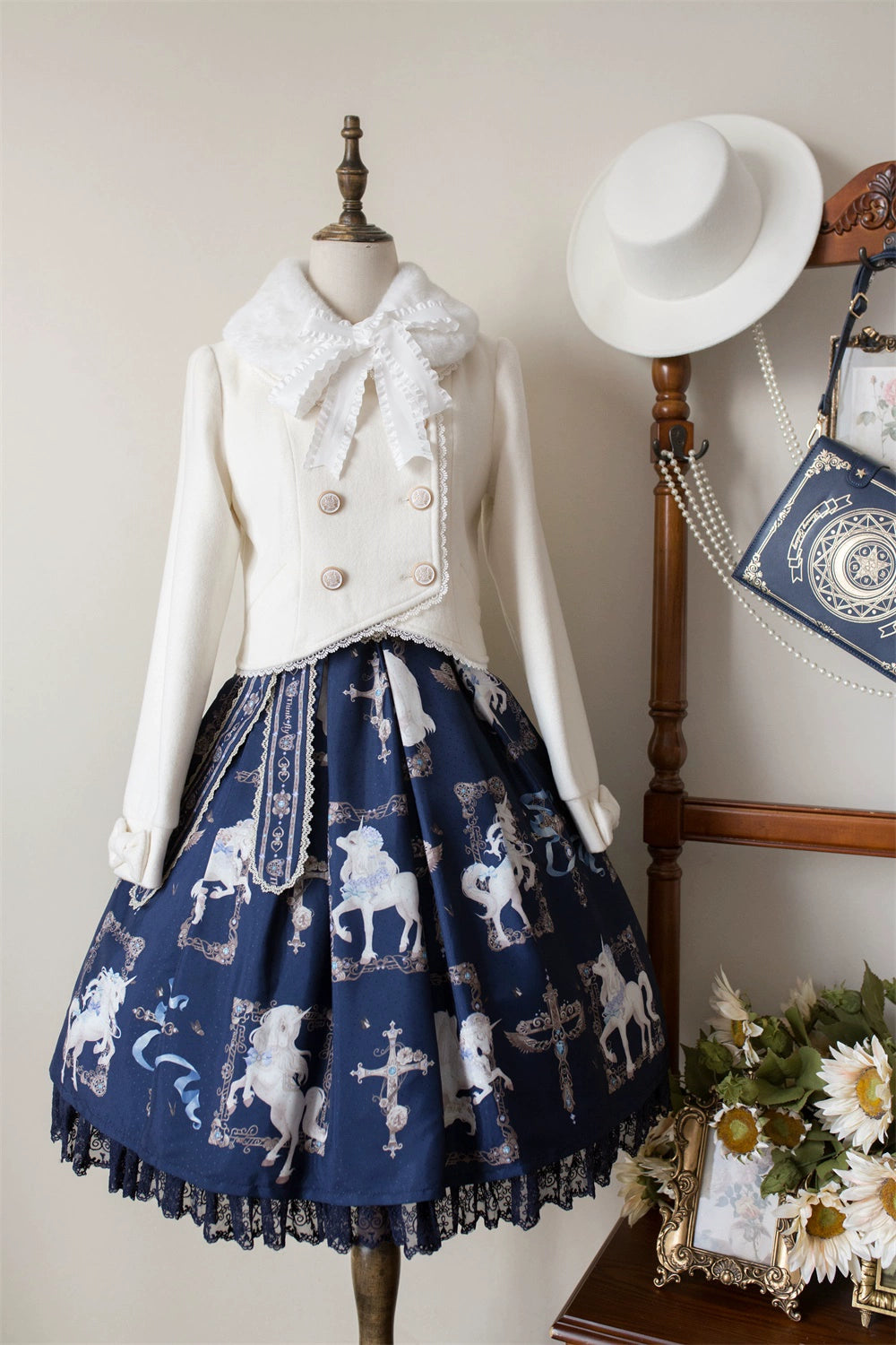 LeMiroir~Winter Solstice Coat~Sweet Lolita Woolen Coat Embroidery Skirt Short Outwear 40360:657220