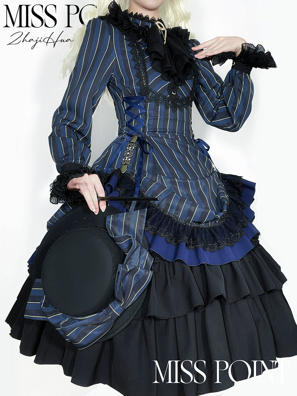 Miss Point~Perintz Manor~Gothic Lolita OP Long Sleeve Retro Lolita Dress 39904:642950