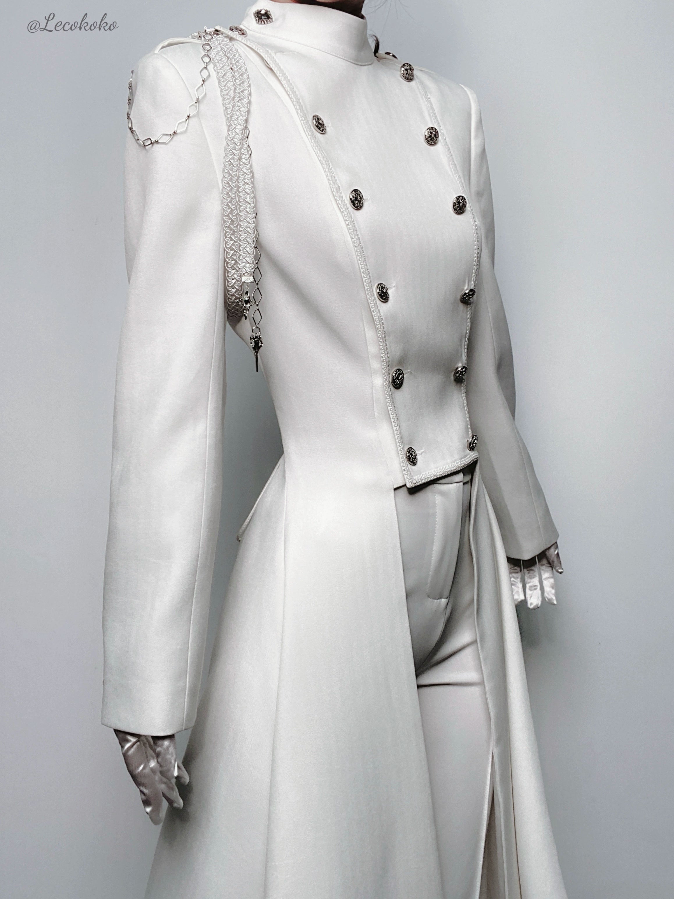 Galaxy Key - Eternal Night Moon - Double-Breasted Ouji Lolita Coat, Built-in Shoulder Pads 44342:805361