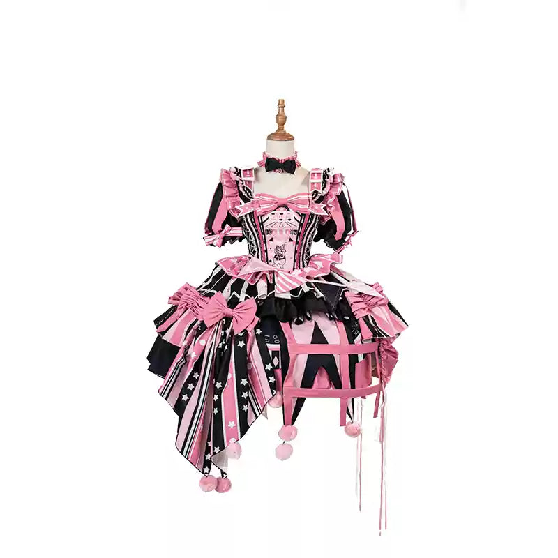 Circus Fairy Tale Opener - Doll-Like Kawaii Lolita Dress S Black-pink Single dress set (dress + detachable sleeves)