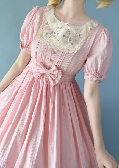 (BFM)Strawberry Witch~Nerry~Sweet Lolita Embroidered OP Dress Multicolors S pink long-sleeved long dress 
