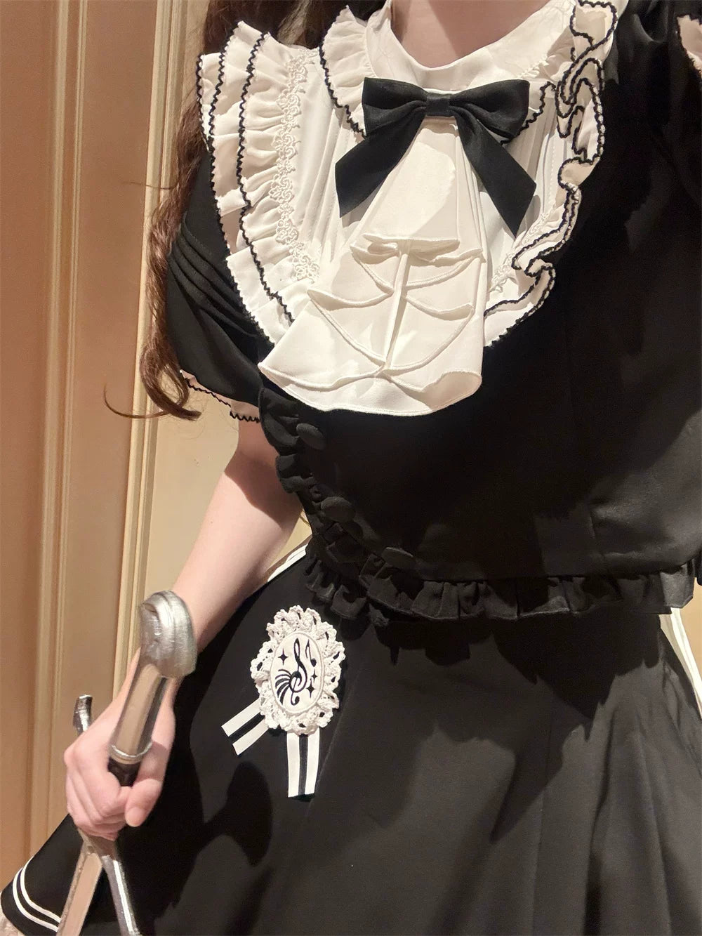 Silent Melody - Ouji Lolita Chiffon Blouse or Musical Note Embroidered Skirt 45484:853494