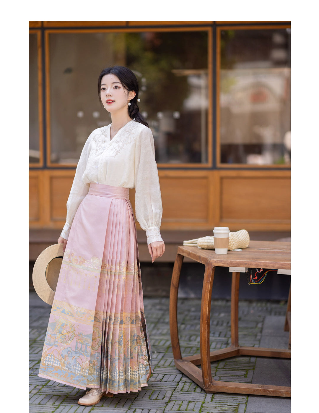 Chixia~Chinese Symbol of Jiangnan in Painting~Han Lolita Skirt Long Sleeve Shirt and Horse Face Skirt Set   