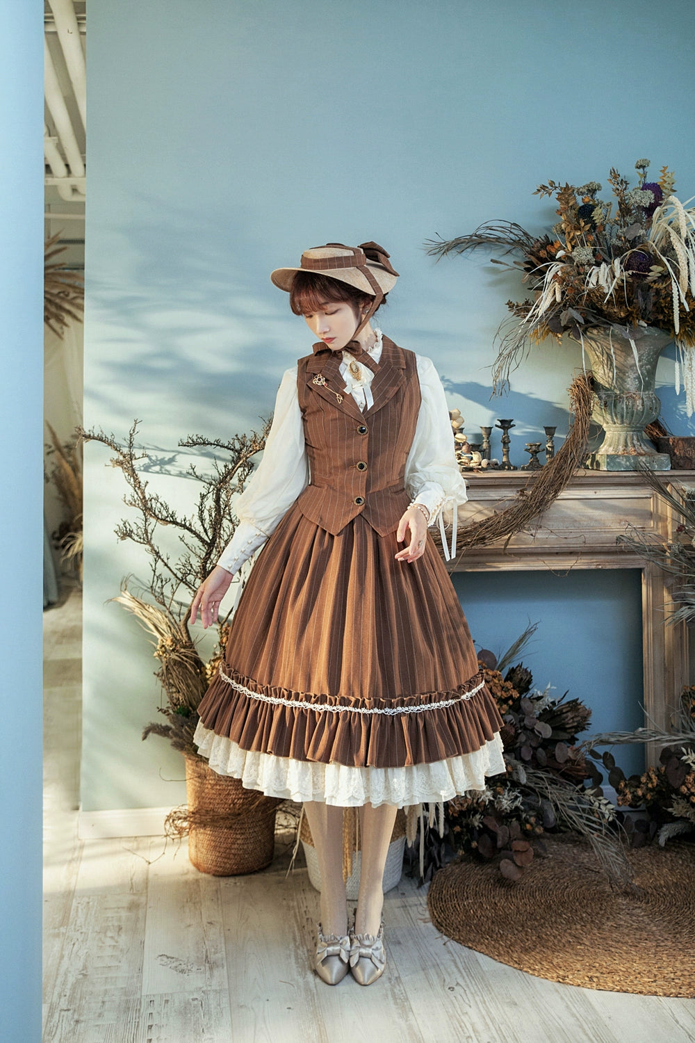 Miss Point~Rose Doll~Elegant Lolita Striped Fishbone Skirt 32524:385256