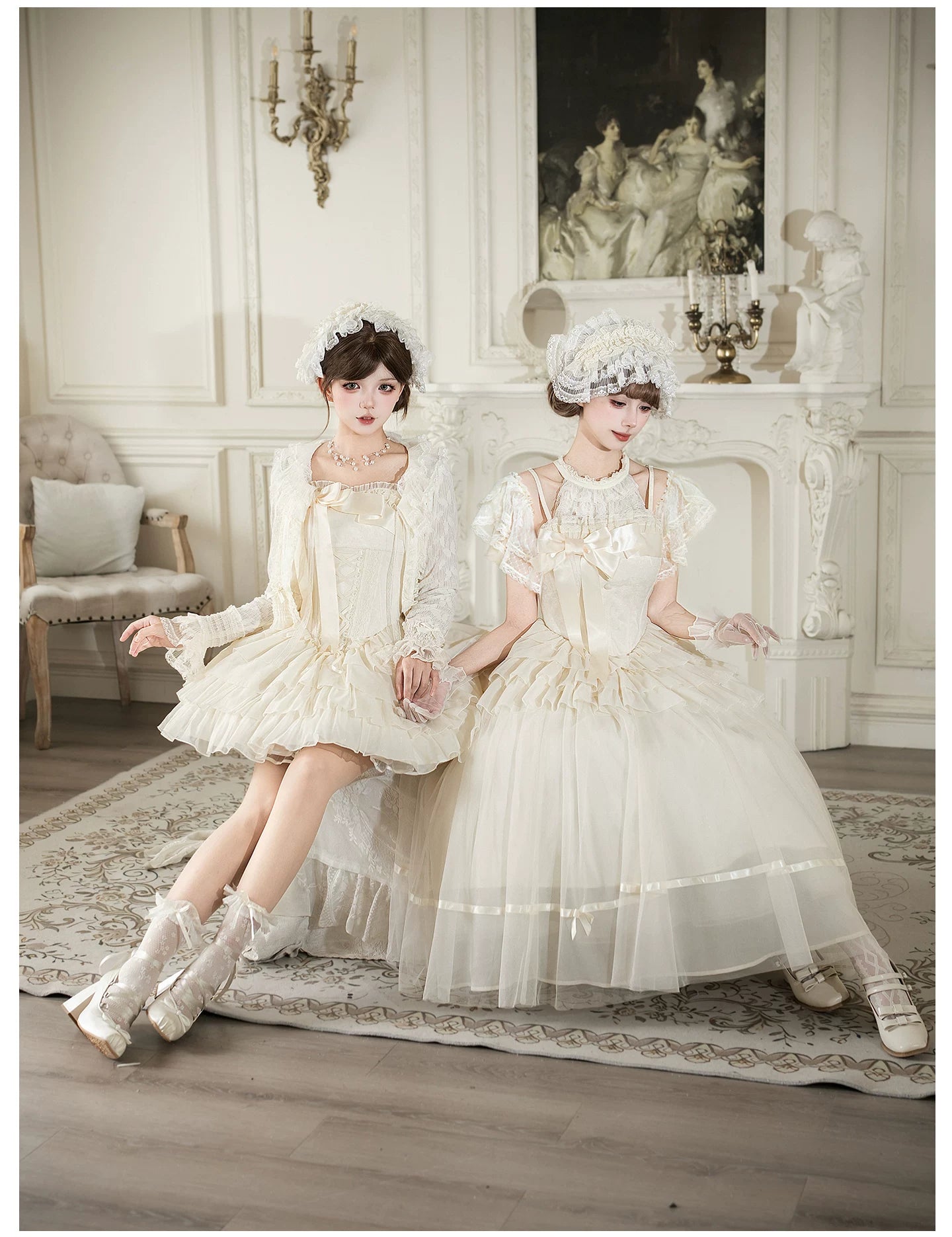MistKiss Lily - Classic Lolita Tiered Hem JSK Dress, Fishbone Waist 45318:853774