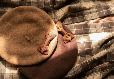 (Buyforme)SweetDreamer~Double Bow Beret Painter Wool Hat   