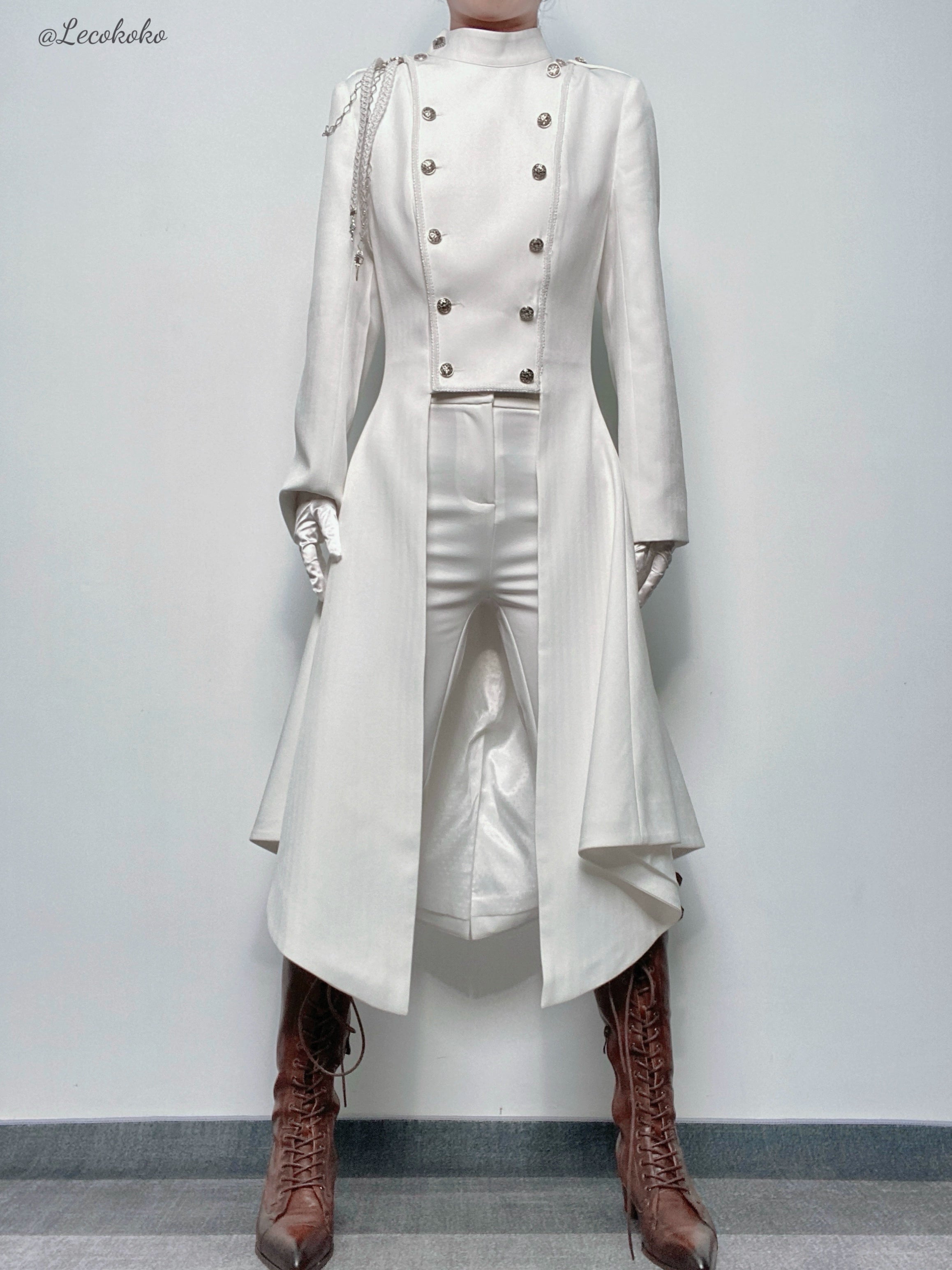 Galaxy Key - Eternal Night Moon - Double-Breasted Ouji Lolita Coat, Built-in Shoulder Pads (L M S XL XS) 44342:805344