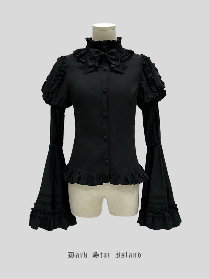 Dark Star Island~Moonlight Sanctum~Gothic Lolita Dresses Suit JSK SK Shirt XS Black Princess Sleeve Shirt 