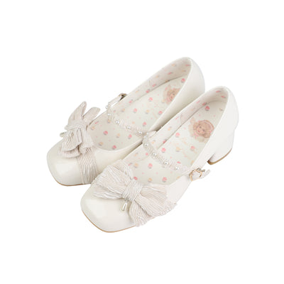 Pure Tea for Dream~Butterfly Pastry~Elegant Middle Heel Lolita Shoes Multicolors 34 cream white (low heel 2cm) 