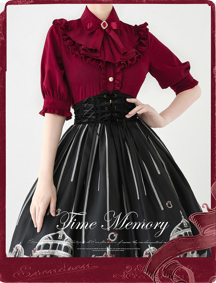 Time Memory~Earl Girl~Chiffon Classic Lolita Shirt with Mid-Length Mutton Sleeves