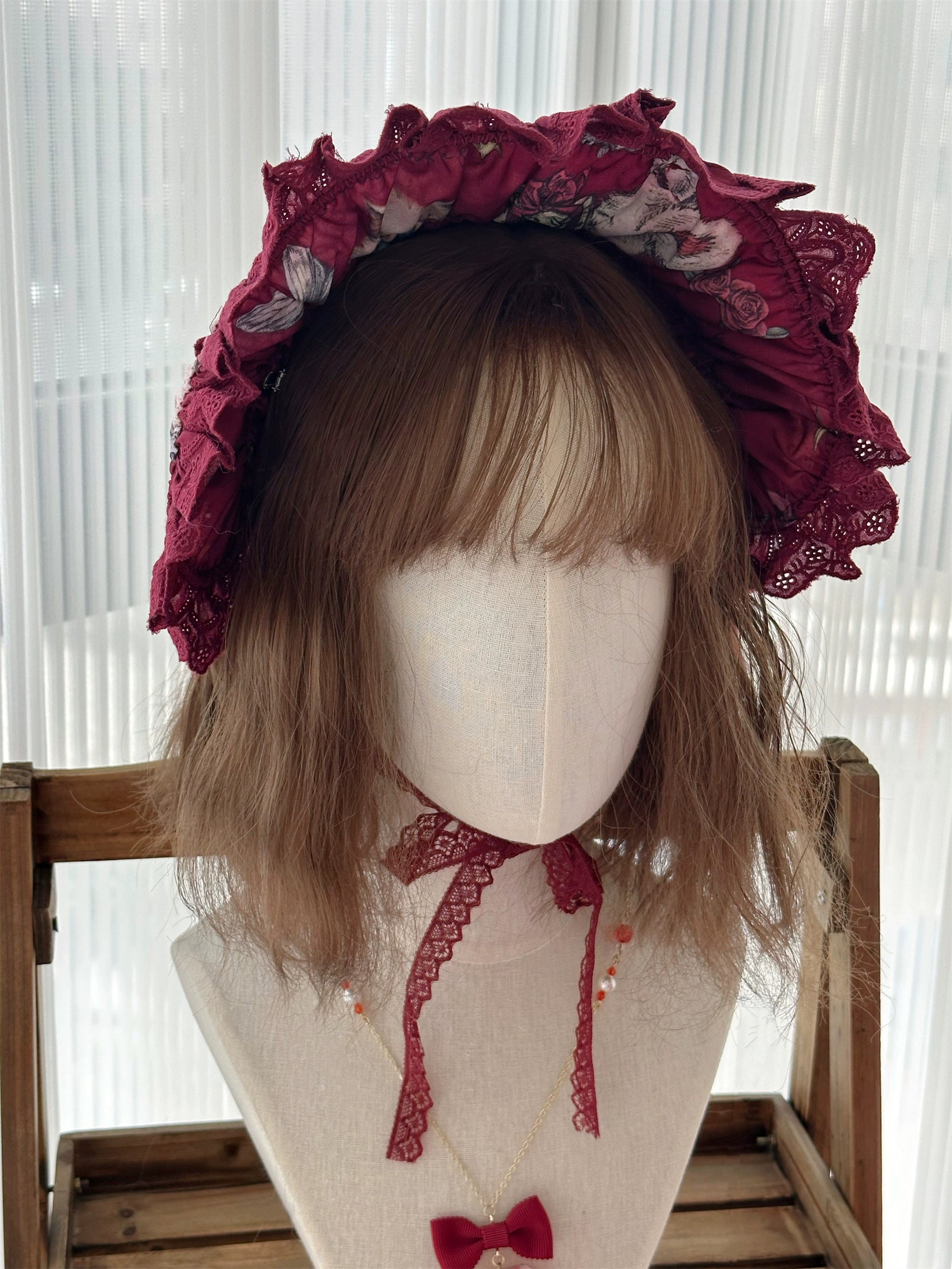 Babyblue~Vintage Lolita Bonnet Hair Band Kawaii Headdress 33578:429774