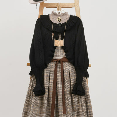 MIST~Pear Dream~Kawaii Lolita Cardigan Short Knit Sweater Multicolors S black 