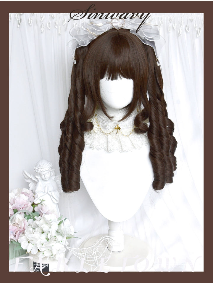 (BFM)Sinwavy~Fairy Tale Town~Classic Lolita Wig Dark Brown Roman Curly Double Ponytail Wig   