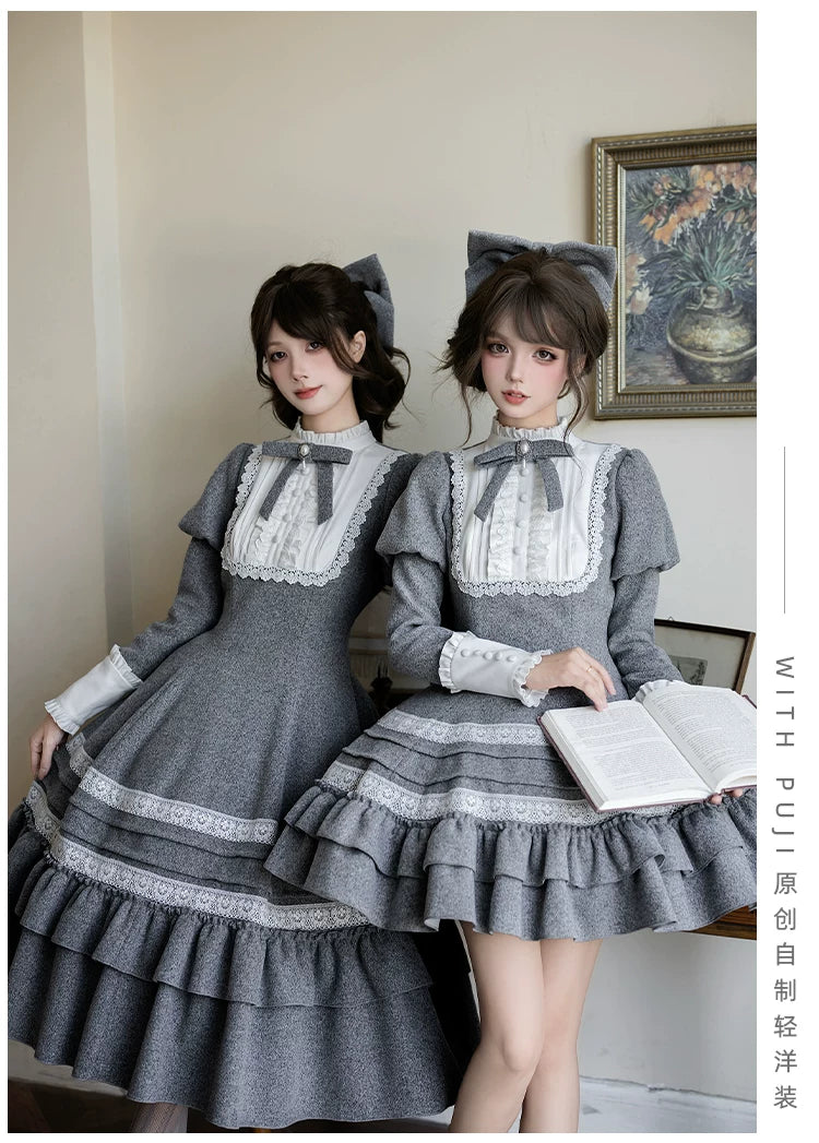 Reminisce - Pile Classic Lolita Dress, Detachable Cape 44439:808550