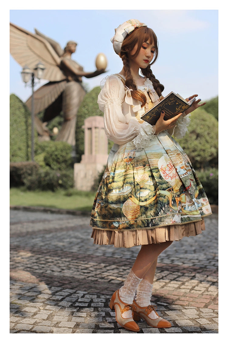 Balladeer~Fire Balloon~Classic Lolita Jumper Dress High-waist Dress Short Length   