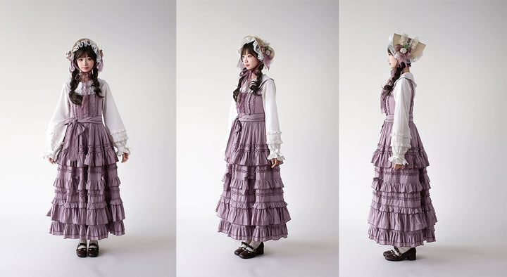 Mumu~Little Lilac~Country Lolita Cotton Jumper Dress Open-Front Lolita Dress 40612:668946