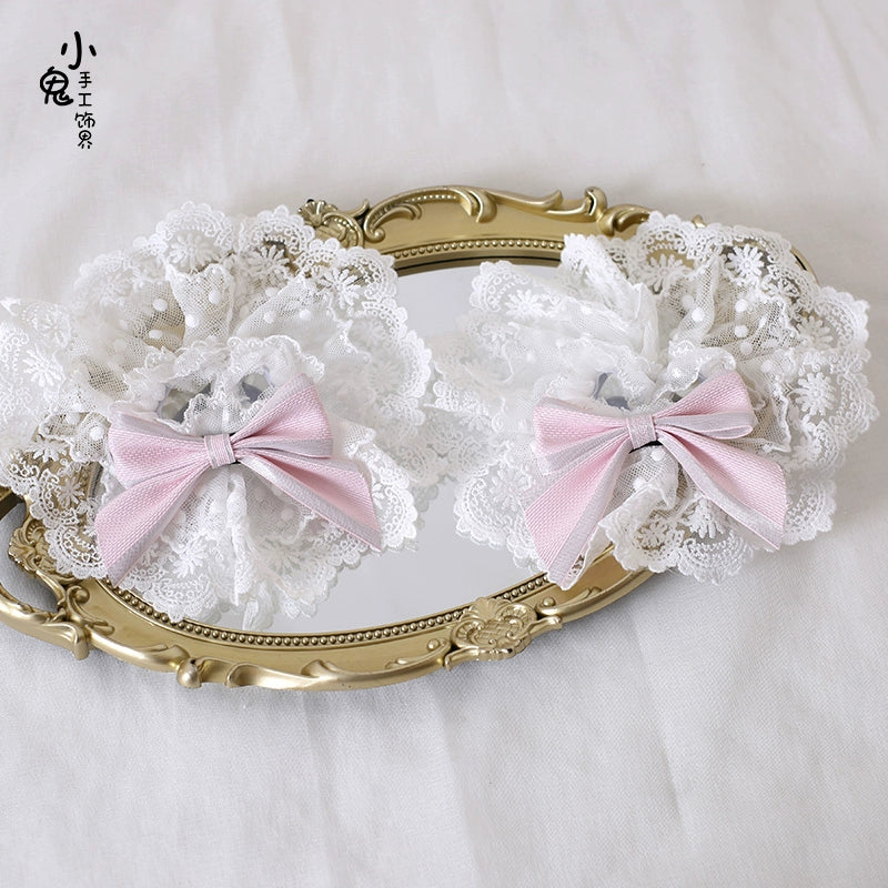 Xiaogui~Sweet Lolita Headdress Pink Handmade Christmas Accessories a pair of cuffs  