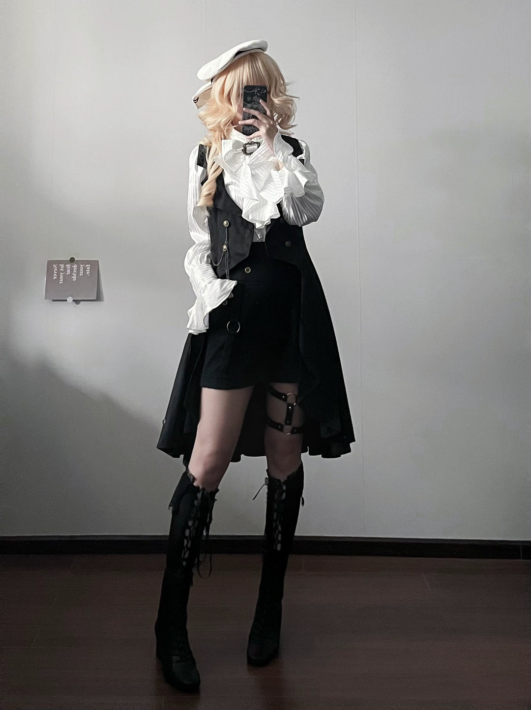 Gazing Galactic~Moonstone~Ouji Lolita Black Vest Prince Long Trailing Vest   