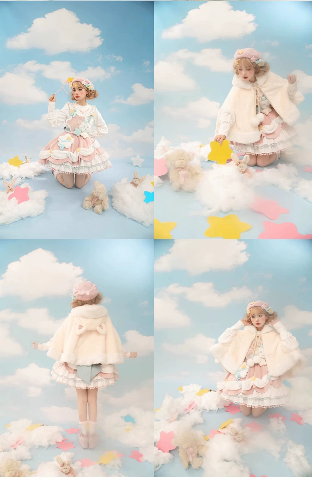 Mewroco~Lucky Star~Winter Sweet Lolita SK Kawaii Cat Ear Cape Suit 40052:649936