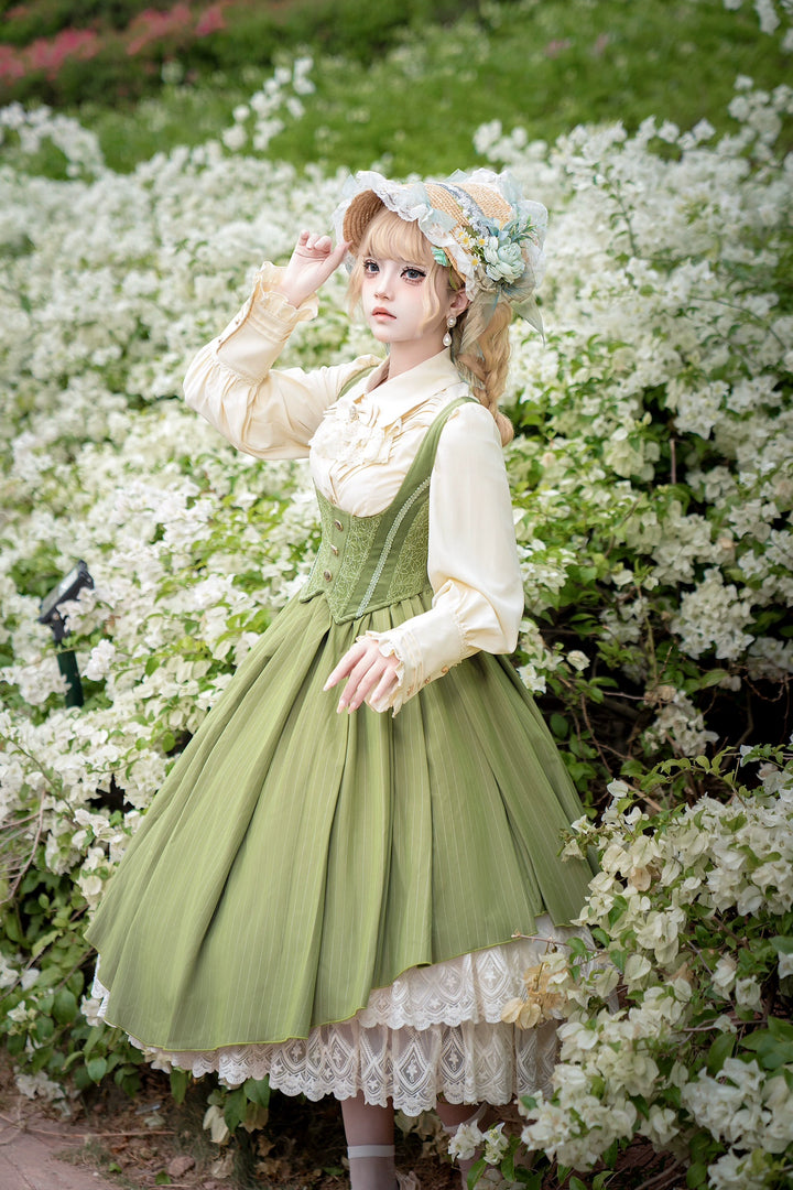 DMFS Lolita~Dreamland of Enchantment~Classic Lolita JSK Retro Bust-supporting Lolita Dress