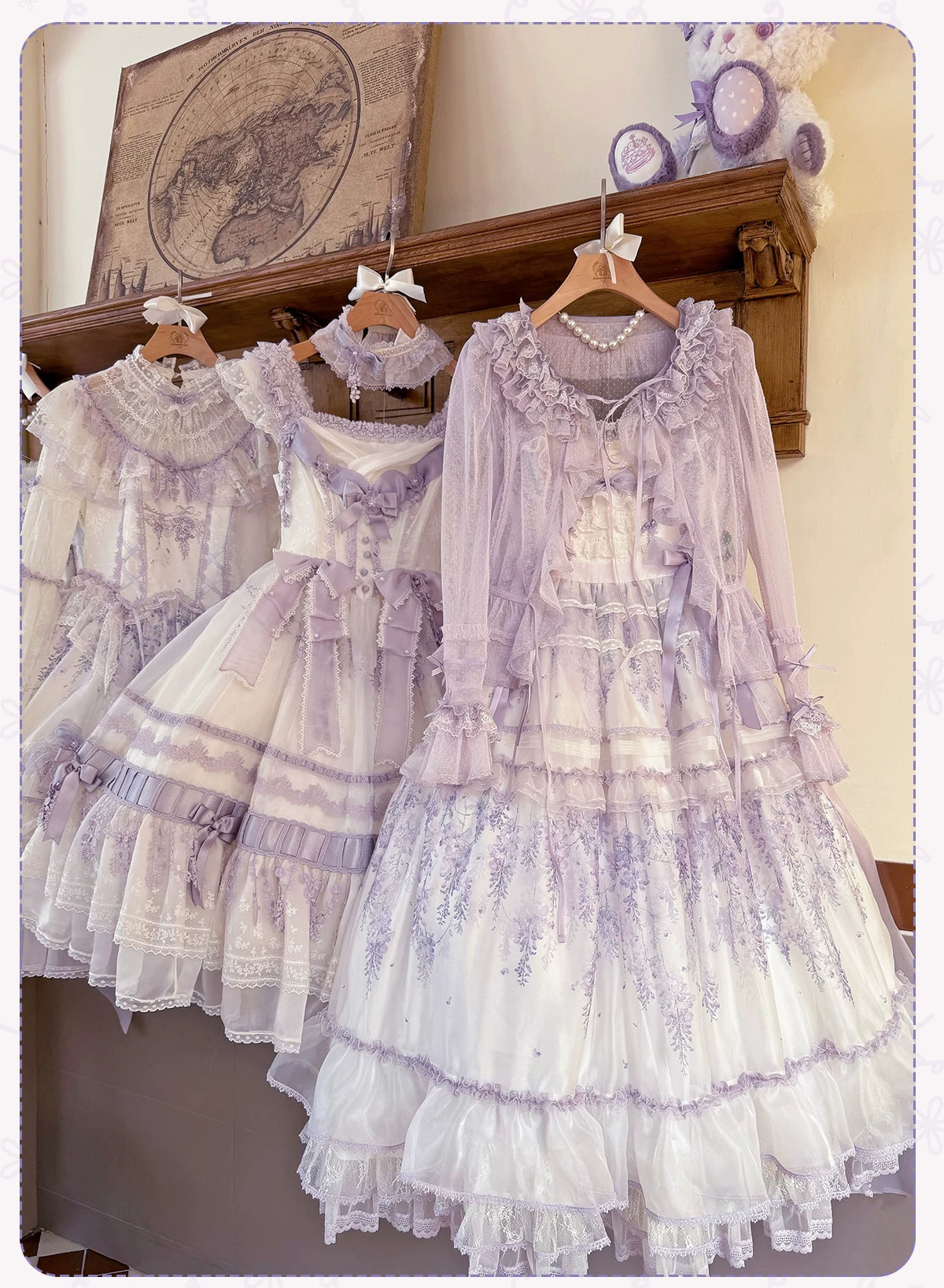 Wisteria Courtyard - Dreamy Purple Classic Lolita Dress, Wisteria Embroidery