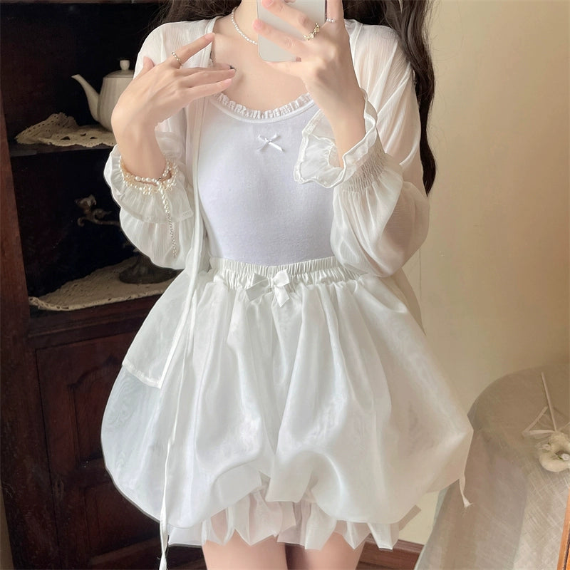 パンツ LEONARD Flower Silk Short Pant Casual Lolita Bloomer Solid Color Organza Shorts Bloomers