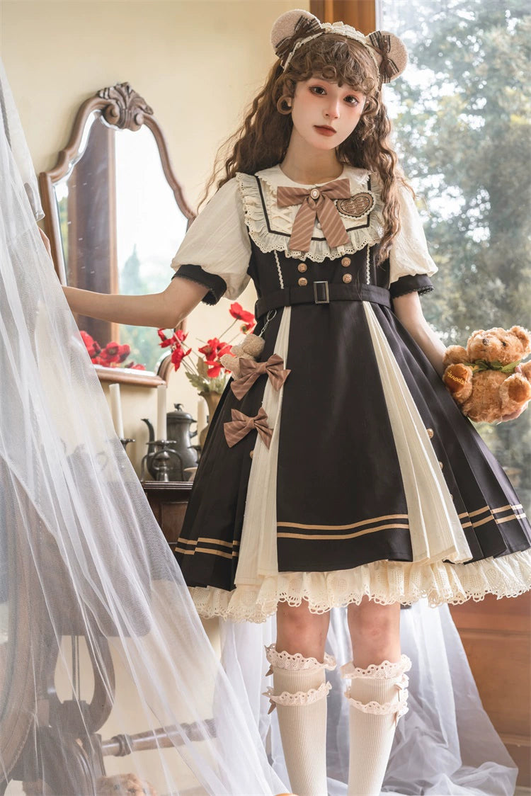 Letters from Unknown Star~Chocolate Workshop~Elegant Lolita OP Daily Short Sleeve Dress   