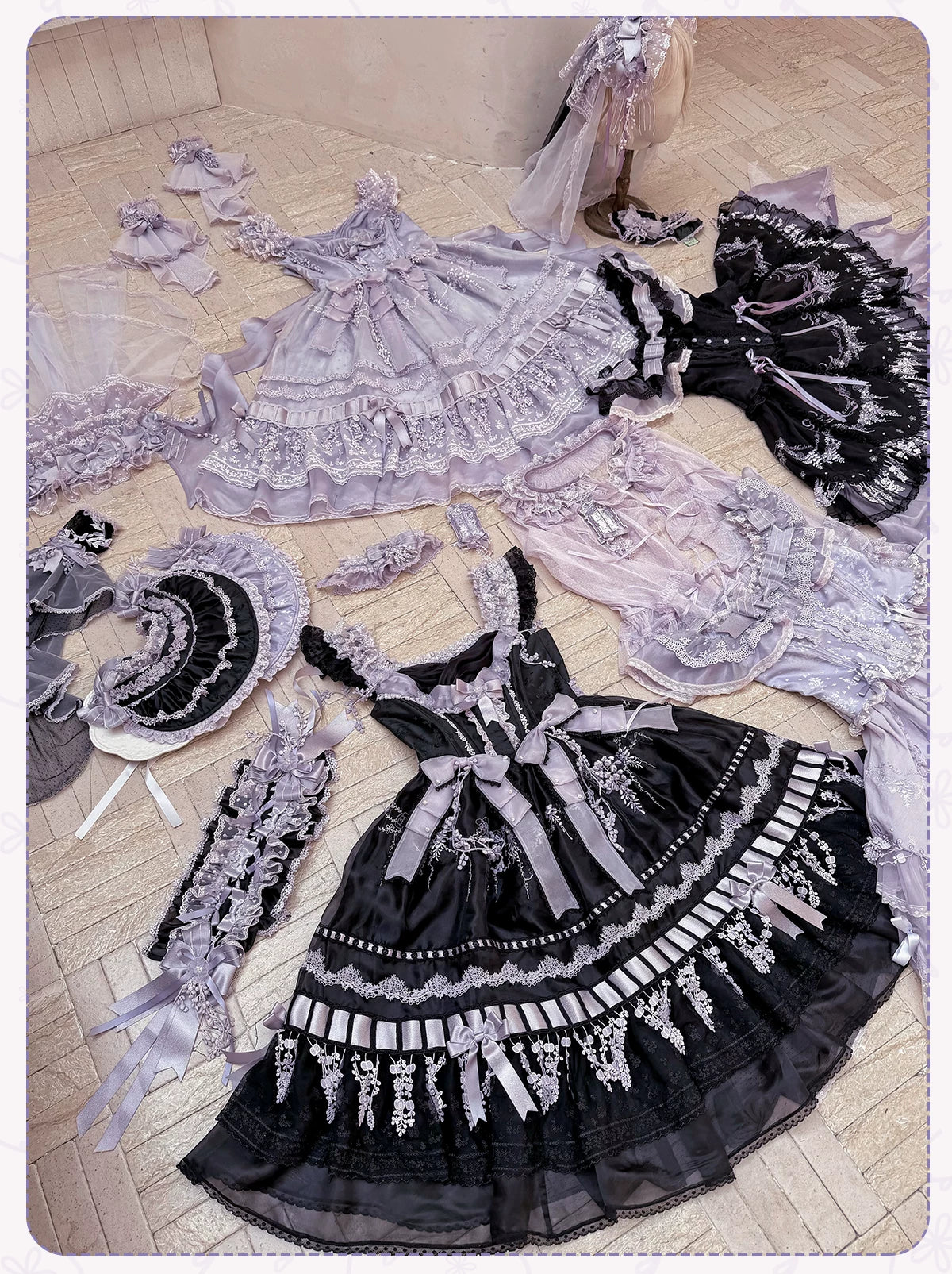 Wisteria Courtyard - Dreamy Purple Classic Lolita Dress, Wisteria Embroidery