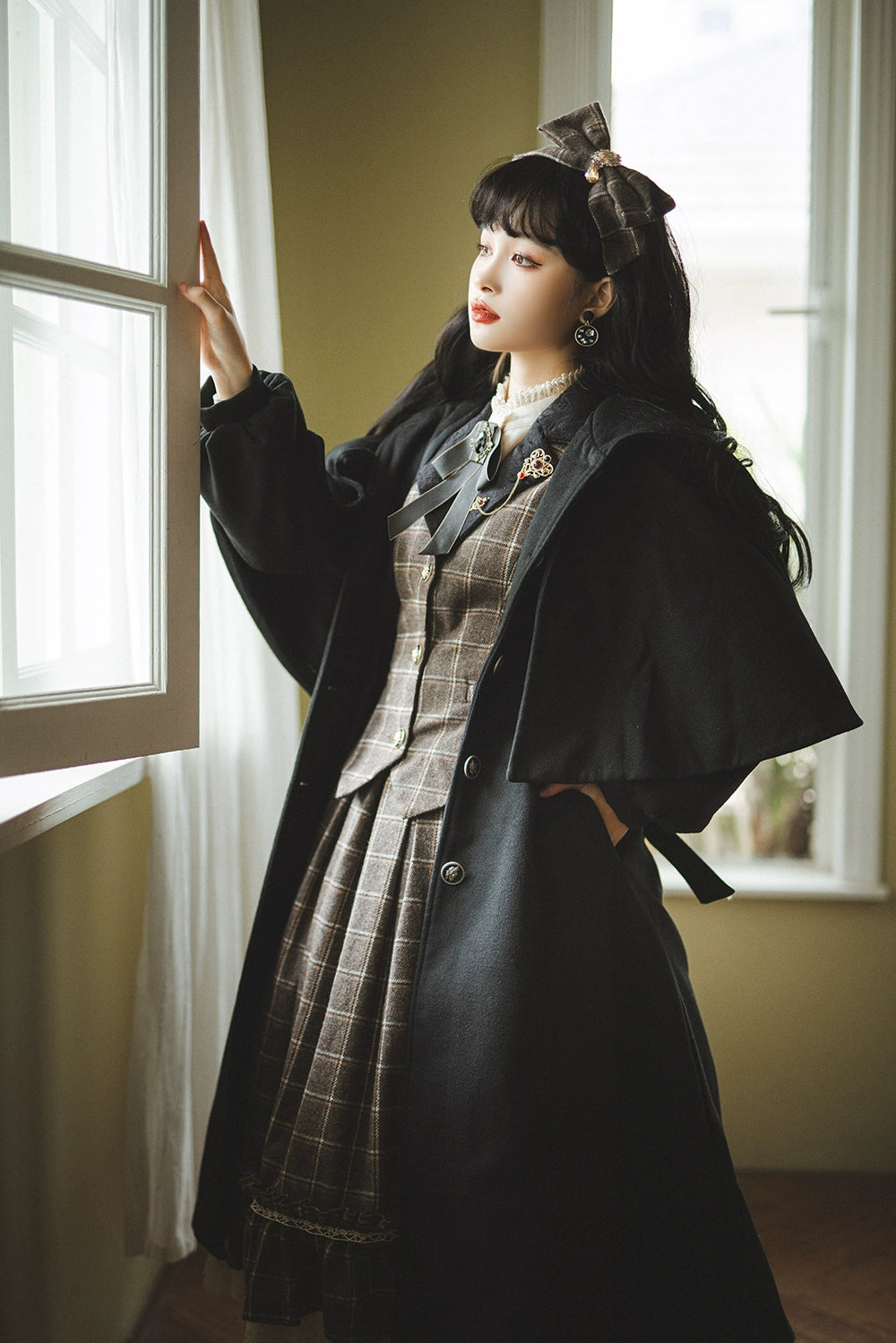 (BFM)Miss Point~Rose~Elegant Lolita Fishbone Grid Skirt Customized 32512:385014