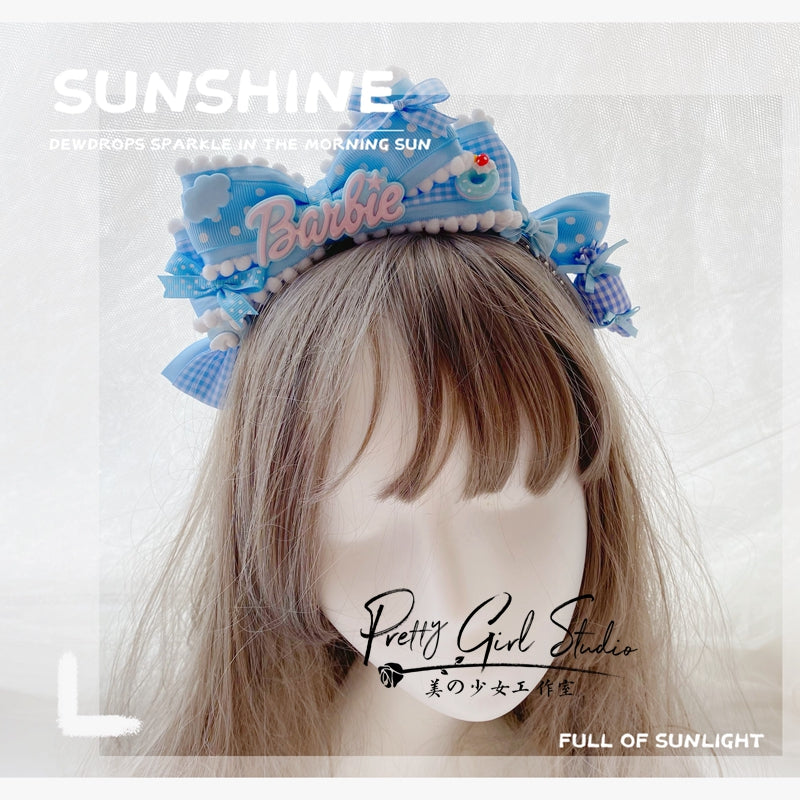 Pretty Girl Lolita~Sweet Lolita Blue Headwear Handmade Accessory a bow KC  