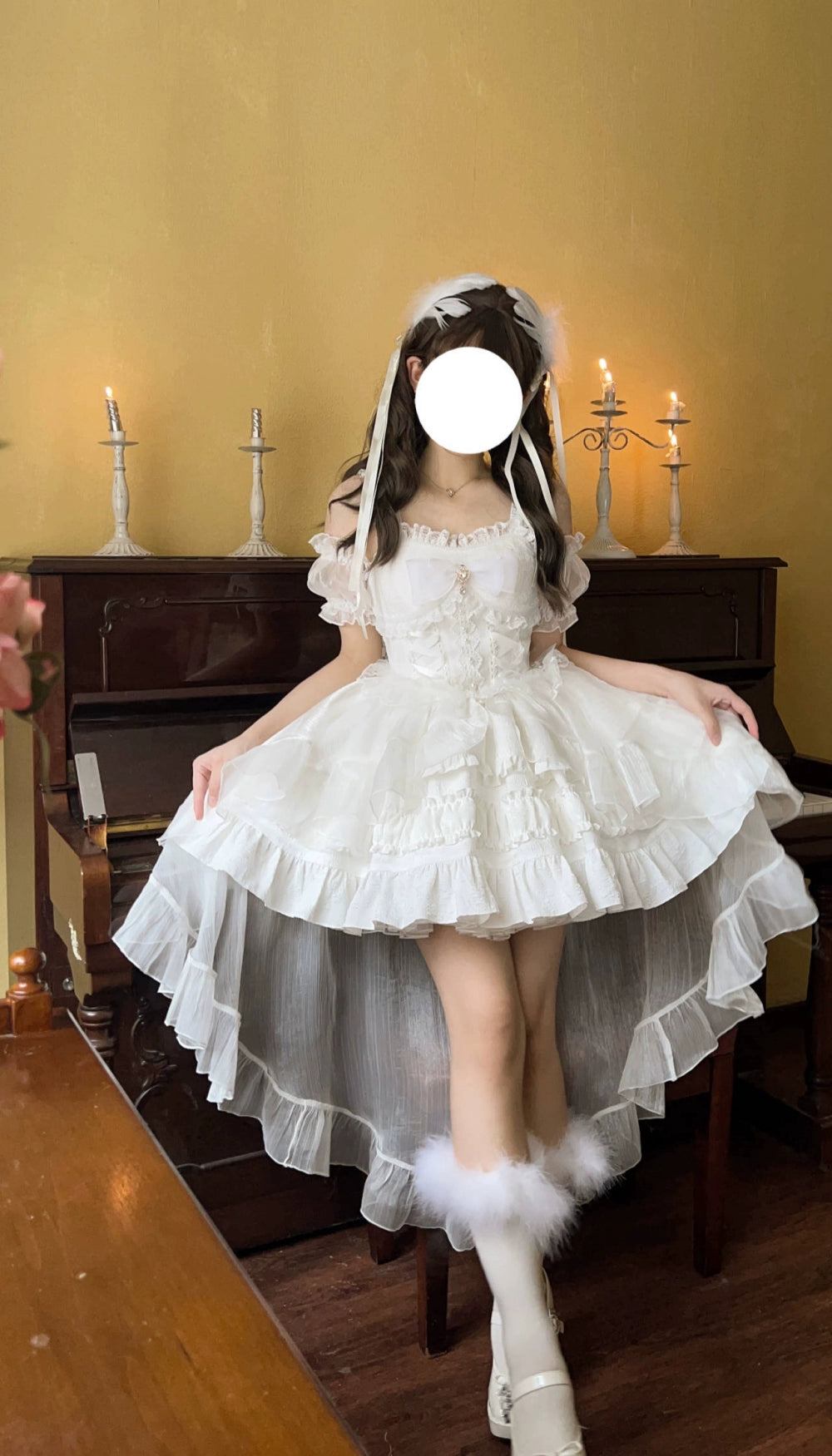 (BFM)Sugar Girl~Rose Tale~Sweet Lolita JSK Summer Lolita Suspender Dress S White JSK 