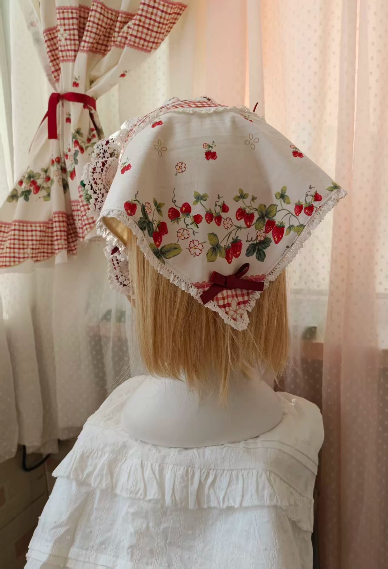Cranberry and Lucky Clover - Cotton Sweet Lolita JSK Dress, Strawberry and Floral Print 45296:846323