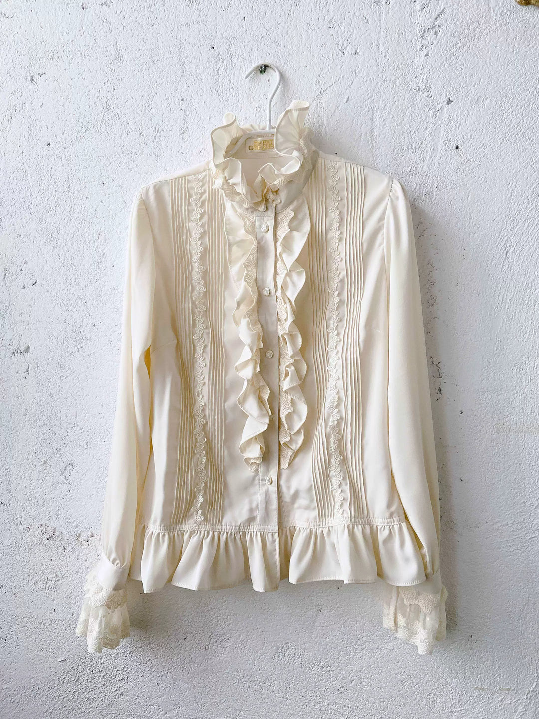 Sweet Dreamer~Elegant Ouji Lolita Blouse Long Sleeve Prince Lolita Shirt Apricot blouse S