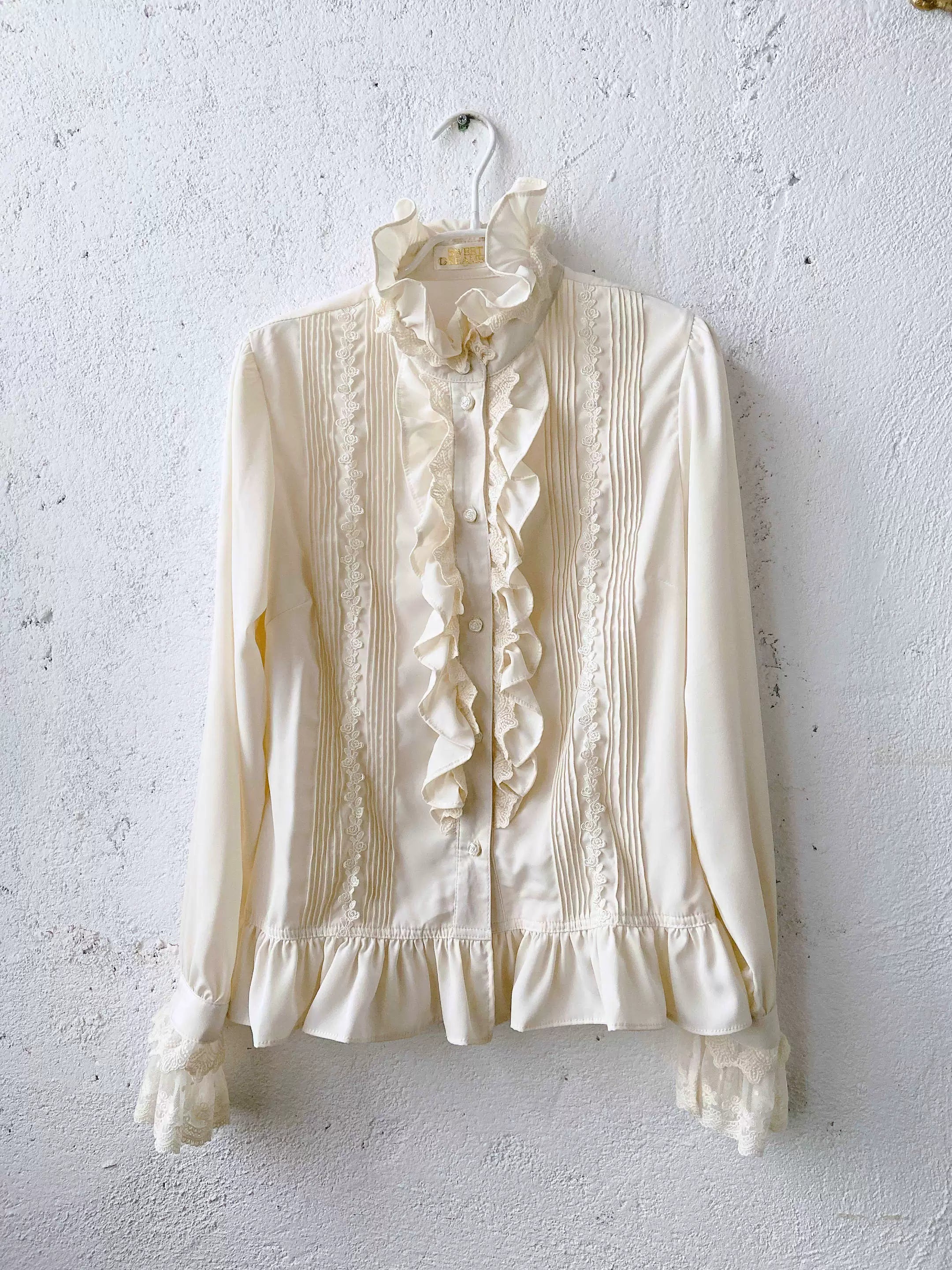 Sweet Dreamer - Elegant Ouji Lolita Blouse Long Sleeve Prince Lolita Shirt Apricot blouse S