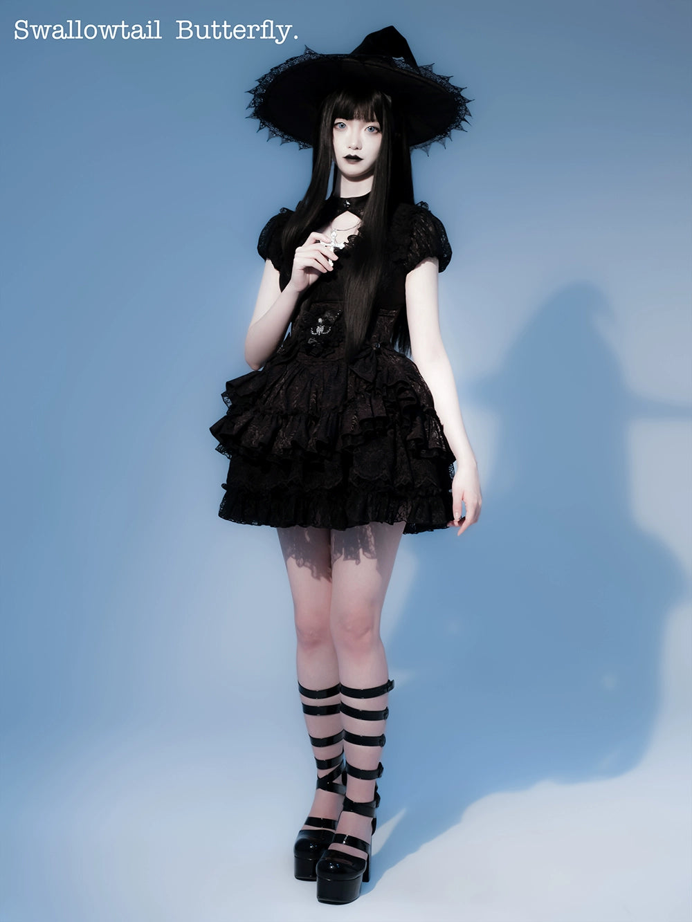 MORY HITOMI~Swallowtail Butterfly~Gothic Lolita Skirt Skeleton Embroidered Dress   