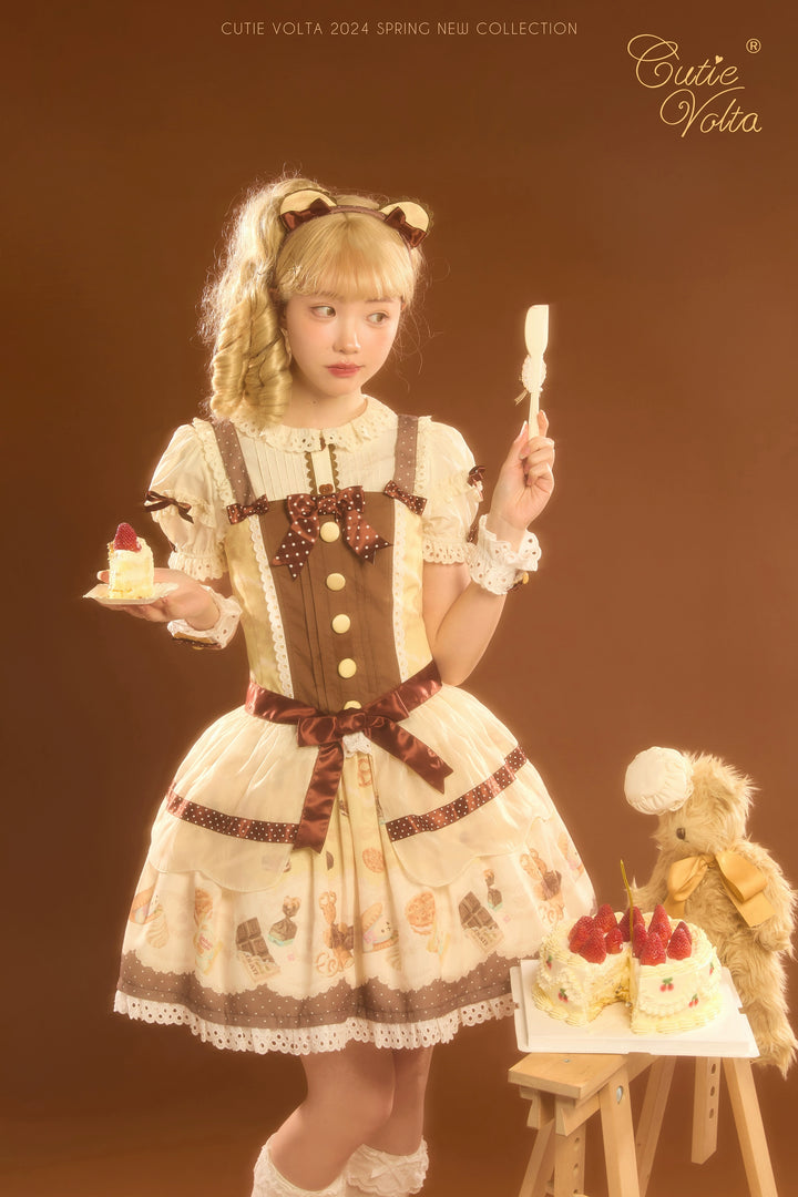 CutieVolta~Blissful Confectionery~Sweet Lolita OP Dress Bear Print JSK