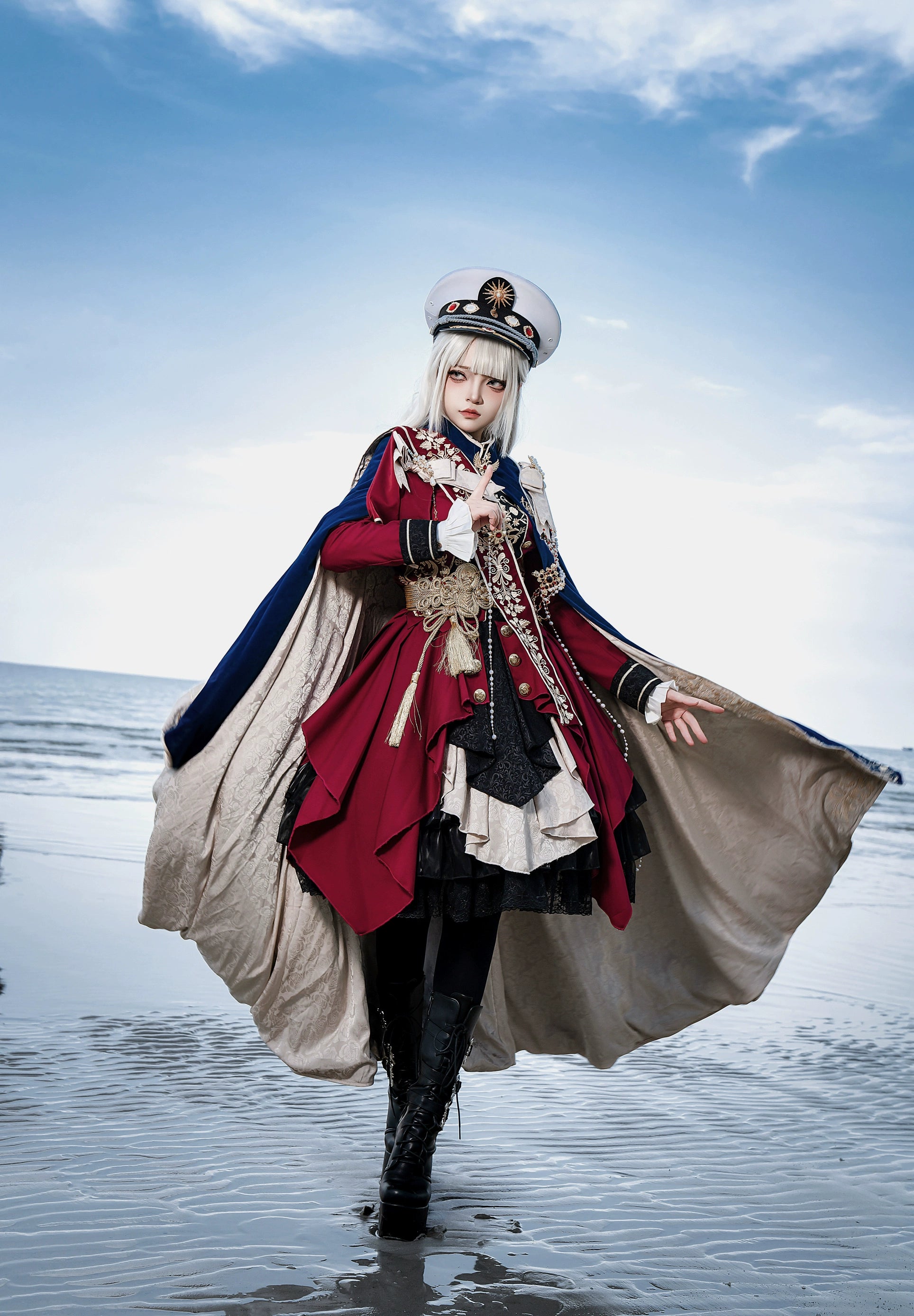 Chivalray - Military Lolita Cape Coat Embroidered Ouji Lolita set (2XL L M S XL XS) 39970:645964
