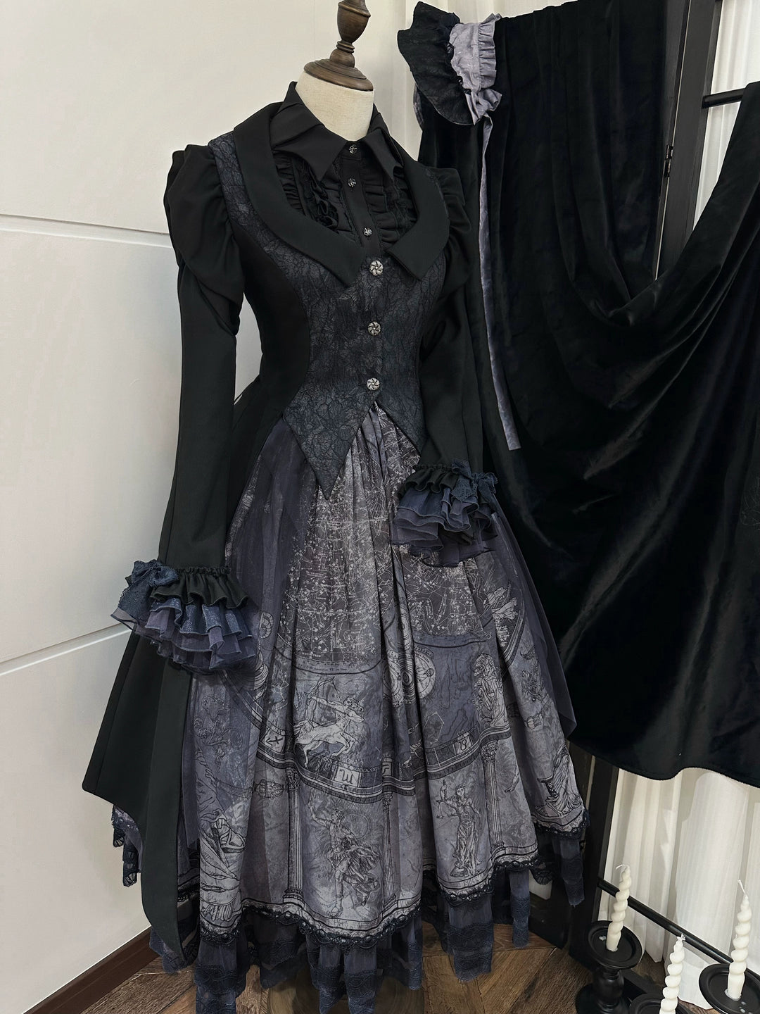 Susin Lolita~Star Disk~Gothic Lolita Dress Elegant OP Dress and Coat 40980:682762