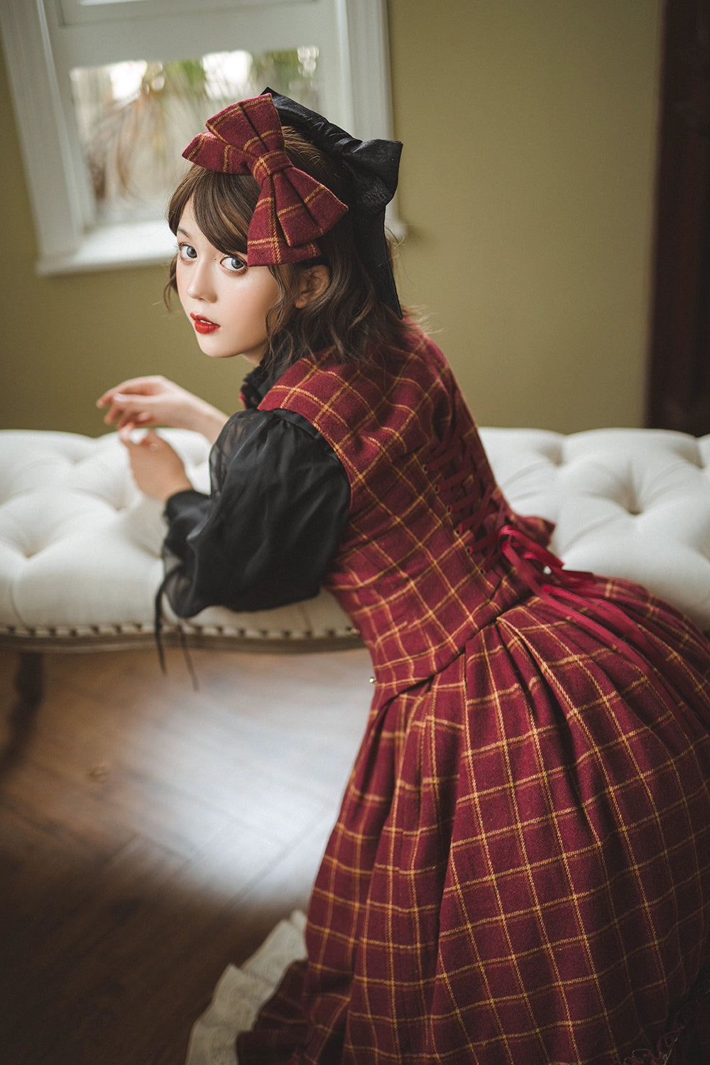 Miss Point - Rose - Elegant Lolita Pliad Print Vest Customized
