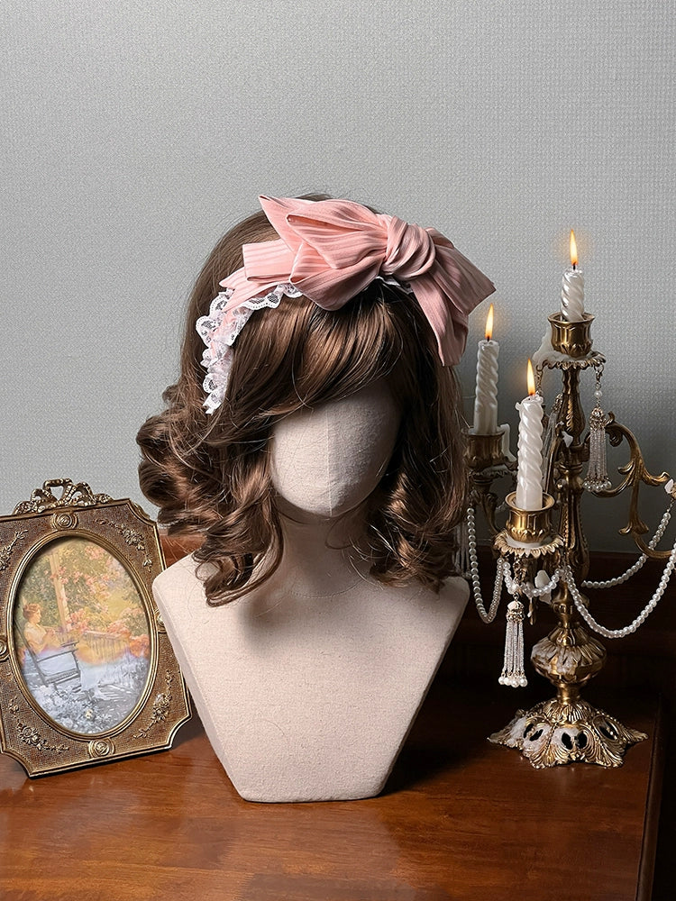 Alice Girl~Arrogant Miss~Sweet Lolita Headband Bow KC Head Accessory Pink