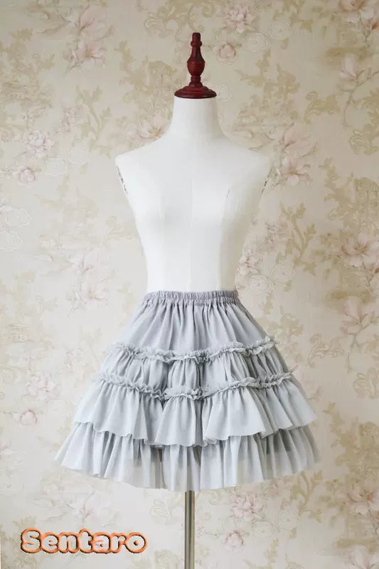 Sentaro - Puff - Elegant Summer Shorts Lolita Skirts One Size silver grey