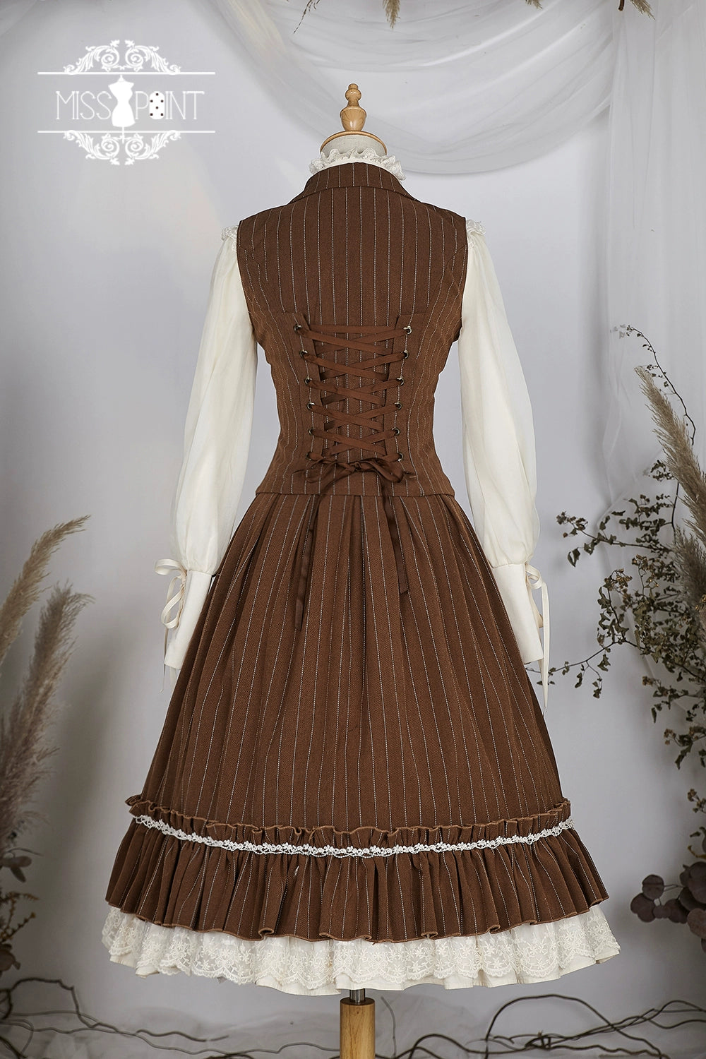 Miss Point~Rose Doll~Elegant Lolita Striped Fishbone Skirt 32524:385160