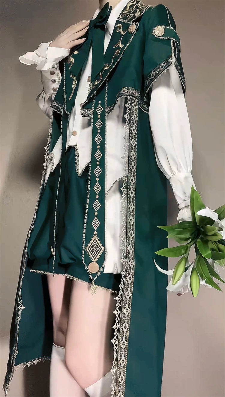 Letters from Unknown Star~Divine Envoy~Ouji Lolita Shorts Suit Military Lolita Coat and Shirt 41838:715600