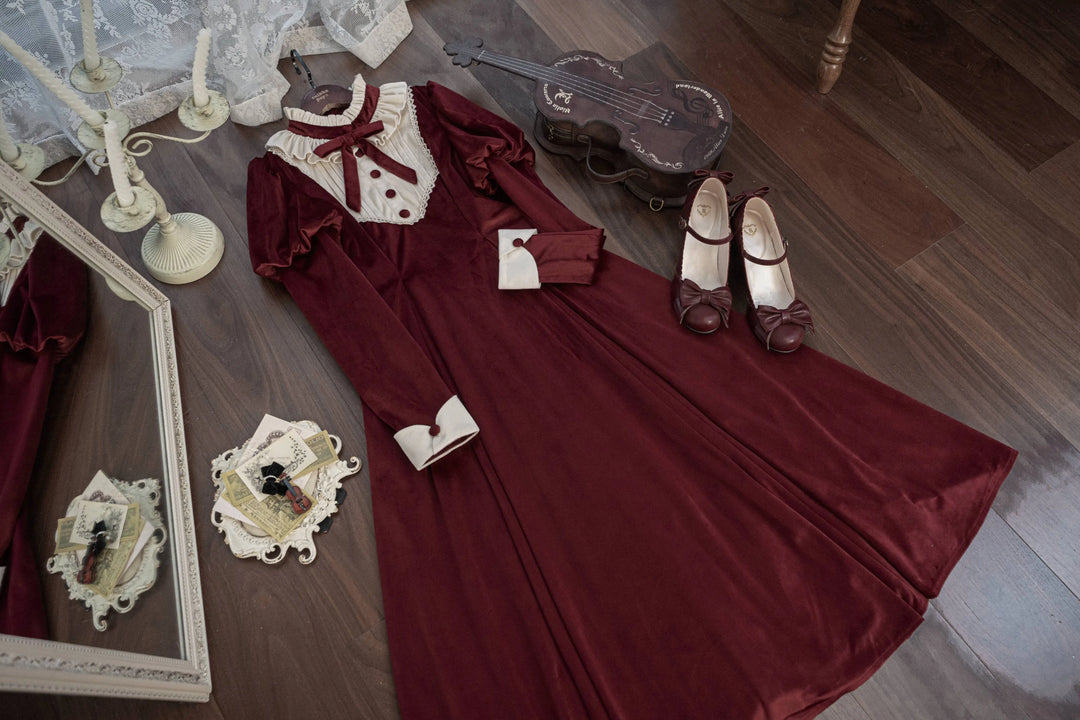 Poesy Lolita~Gem Buckle~Elegant Lolita Mutton Sleeve Dress   