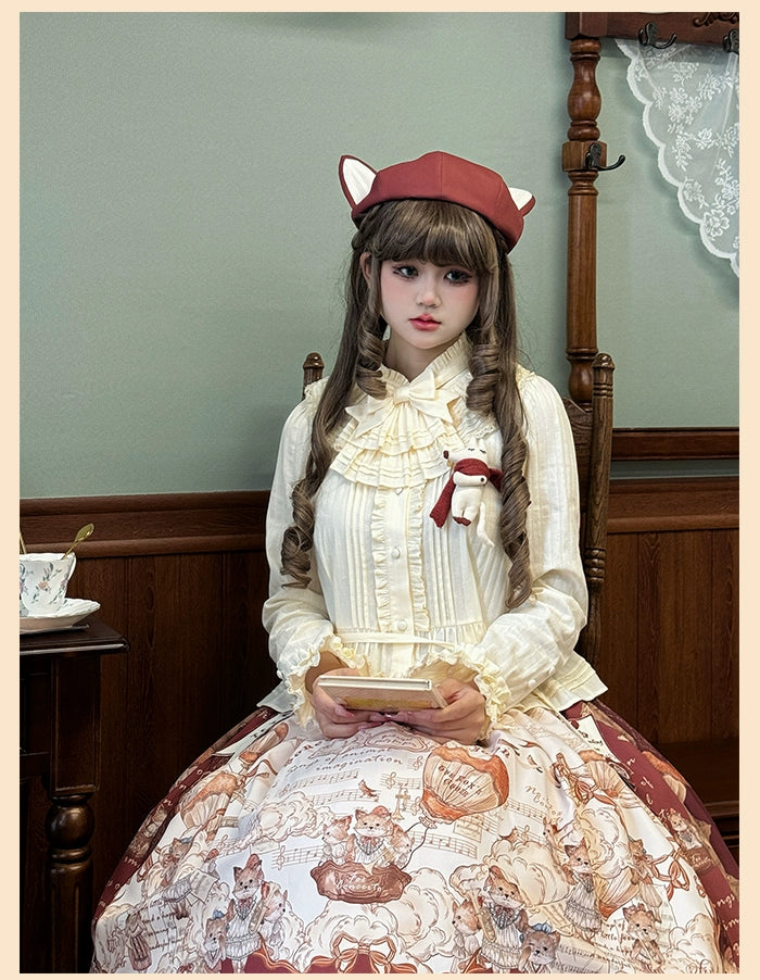 Alice Girl~Fox Band~Sweet Lolita Shirt with Bow Jabot