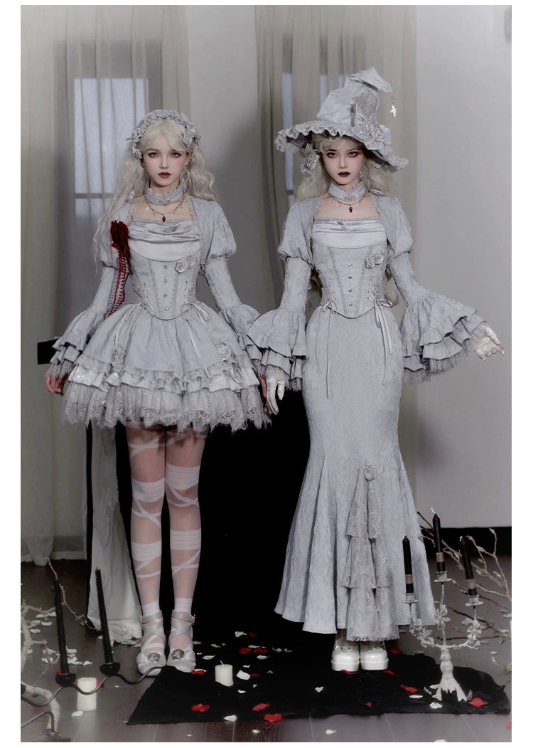 With PUJI~Letter and Poetry · Twilight~Gothic Witch Lolita SK Suit Bodice Mermaid Dress and Jeans