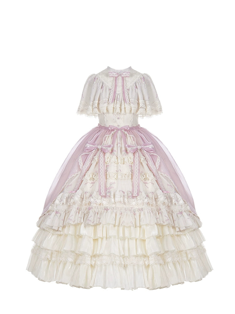 With PUJI~Nanke~Classic Lolita OP Dress Outfit with Edwardian Collar (L M S) 41366:692958